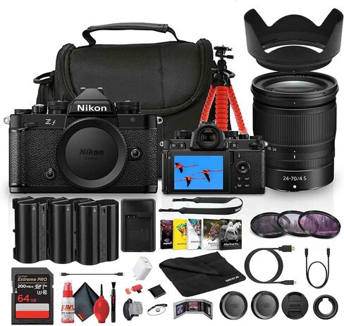 كاميرا Nikon Zf بدون مرآة كاملة الإطار مع عدسة مقاس 24-70 مم f/4 (1772) + 2 بطارية EN-EL15C + بطاقة ذاكرة سعة 64 جيجابايت + برنامج صور + مجموعة مرشح عدسة + حامل ثلاثي القوائم مرن + المزيد (حزمة مكونة من 17 قطعة) in Kuwait