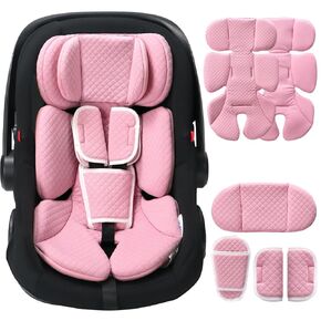 Infant Car Seat Insert Adjustable Head Support for Preemie Newborn Toddler, Reversible Baby Head Body Support Cushion for Carseats and Strollers Side Impact Protection - Pink in Saudi Arabia