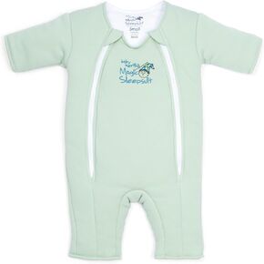 منتج انتقال قماط الأطفال القطني من Magic Sleepsuit Baby Merlin - تصميم ناعم ومريح، سحاب مزدوج لتغيير الحفاضات بسهولة، يعزز النوم الآمن، 3-6 أشهر - أخضر حكيم - صغير (12-18 رطل) in Kuwait