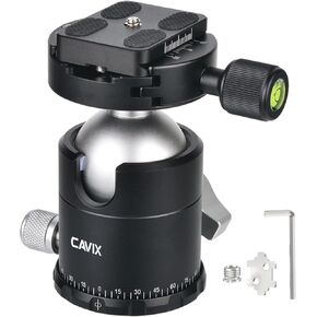 رأس كروي ثلاثي القوائم من CAVIX مقاس 44 مم، رأس حامل ثلاثي القوائم برأس كروي بانورامي 360 درجة، سعة تحميل 18 كجم (39.68 رطلاً)، مع لوحة إطلاق سريعة 1/4 بوصة Arca-Swiss لكاميرا الفيديو الرقمية ذات العدسة الأحادية العاكسة ثلاثية القوائم ومونوبود المنزلق in Kuwait