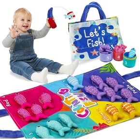 Montessori Toys for 1 Year Old, Cloth Fishing Game for Babies 6–18 Months, Soft Learning Toy with Stacking Cups, Fine Motor Skills & Color Recognition for Boys & Girls in Saudi Arabia