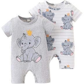 2PCS Newborn Baby Boy Rompers Short Sleeve Infant Jumpsuits Animal Print Summer Baby boy Clothes Outfits in Saudi Arabia