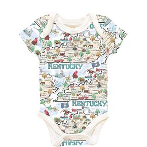 رومبير أطفال من Fish Kiss® State Map Repeat للجنسين، نسيج قطن بيما، قطعة واحدة للأطفال، هدية أطفال الدولة، مجموعة هدايا مكونة من 4 قطع in Kuwait