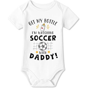 BesserBay Baby Boys Girls I'm Watching Football with Daddy Funny Soccer Bodysuit Infant Onesie in Kuwait