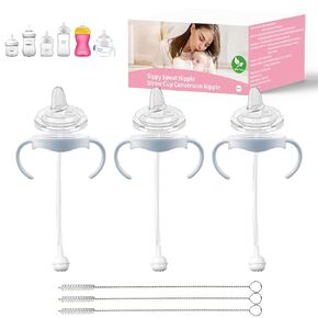 Sippy Cup Conversion Kit Compatible for Philips Avent Natural Baby Bottle, Weighted Sippy Cup Transition Kit with Handles for Kids, [Variable Flow] [Spill-Proof] [BPA-Free], 6m+ in Kuwait