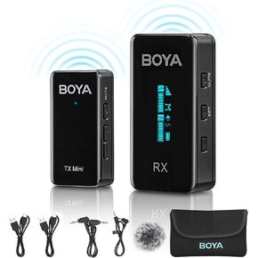 BOYA Wireless Lavalier Microphone System, BY-XM6-S1 Mini Ultra-Compact Wireless Lapel with LCD Screen for DSLR Camera Camcorder Smartphones Tablets Computer for Vlog YouTube Interview in Kuwait