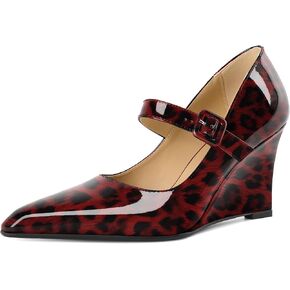 Joseywade Womens Mary Jane Heels Wedge Pumps Closed Toe High Heels Adjustable Ankle Strap Shoes in Saudi Arabia
