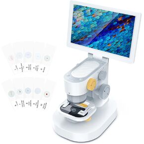 مجهر رقمي بيولوجي T1 مع شاشة لمس IPS مقاس 9 بوصات، وعدسات بصرية 1600X، مجهر STEM للأطفال، متوافق مع Windows/Mac in Kuwait