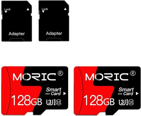 عبوتان من بطاقة Micro SD بسعة 128 جيجابايت مع محول بطاقة ذاكرة عالية السرعة، بطاقة C10 A1 TF للكاميرا/كاميرا داش/الهاتف الذكي/الكمبيوتر اللوحي/الطائرة بدون طيار (128 جيجابايت*2) in Kuwait