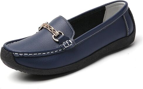 Women's Leather Moccasin Flats Loafers Comfortable Lightweight Non Slip Casual Driving Penny Shoes Daily Work Slip On Walking Shoes in Kuwait