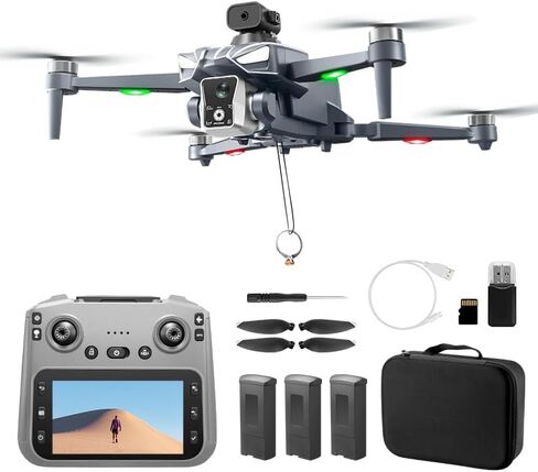 طائرات بدون طيار K18 GPS مع كاميرا للبالغين 4K، طائرة بدون طيار RC مع شاشة HD 4.5 بوصة على وحدة التحكم، وقت طيران 60 دقيقة، نقل طويل المدى، تجنب العوائق، اتبعني، إرجاع تلقائي، محرك بدون فرش، أقل من 249 جرام، طائرة كوادكوبتر خفيفة الوزن وقابلة للطي للمبتدئ in Kuwait