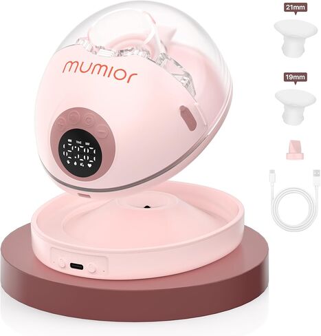 Heated Base Hands Free Breast Pump, Wearable Breastfeeding Pump of Baby Heated Dustproof Base, Voice Prompts LED Display with 4 Modes &12 Levels Memory Function-24 mm, Christmas Gift,1 Pack Pink in Kuwait