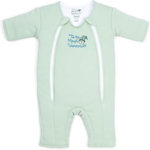 منتج انتقال قماط الأطفال القطني من Magic Sleepsuit Baby Merlin - تصميم ناعم ومريح، سحاب مزدوج لتغيير الحفاضات بسهولة، يعزز النوم الآمن، 3-6 أشهر - أخضر حكيم - صغير (12-18 رطل) in Kuwait