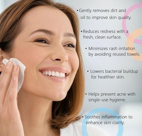 Disposable Face Towels, 80 Count, Biodegradable Dry Wipes for Sensitive Skin, Makeup Removal, Baby Care, Ultra Soft & Thick, 7.8"x7.8" in Kuwait