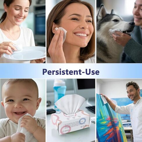 Disposable Face Towels, 80 Count, Biodegradable Dry Wipes for Sensitive Skin, Makeup Removal, Baby Care, Ultra Soft & Thick, 7.8"x7.8" in Kuwait