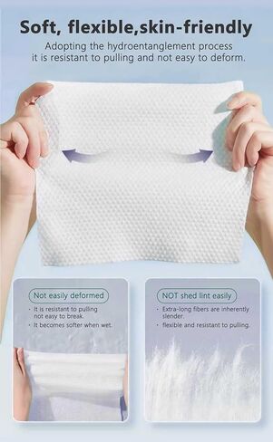 Disposable Face Towels, 80 Count, Biodegradable Dry Wipes for Sensitive Skin, Makeup Removal, Baby Care, Ultra Soft & Thick, 7.8"x7.8" in Kuwait