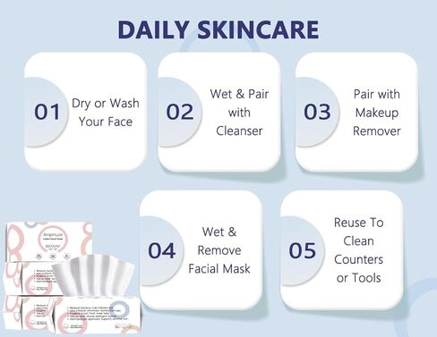Disposable Face Towels, 80 Count, Biodegradable Dry Wipes for Sensitive Skin, Makeup Removal, Baby Care, Ultra Soft & Thick, 7.8"x7.8" in Kuwait
