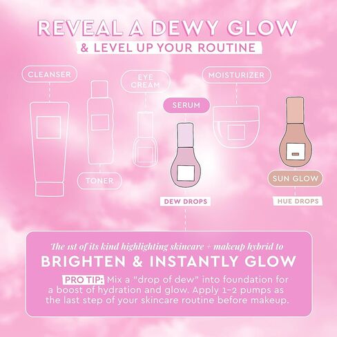 Glow Recipe قطرات ندى النياسيناميد بالبطيخ، قطرات مصل النياسيناميد الكوري، مصل الوجه المرطب + برايمر وهايلايتر سائل، حمض الهيالورونيك، توهج ديوي (40 مل) in Kuwait