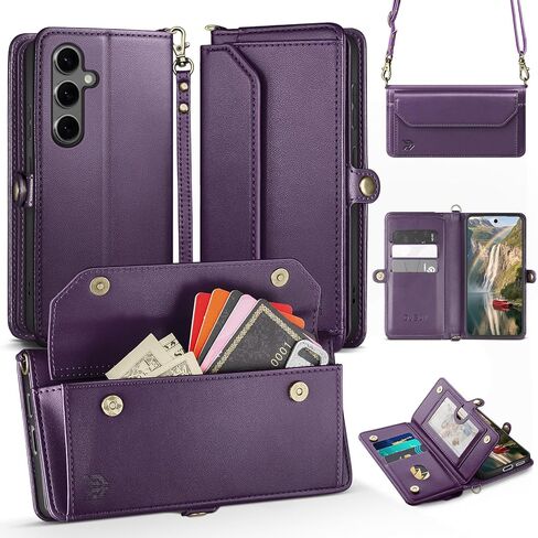 DJBull for Samsung Galaxy S25 Plus Wallet Case with Card Holder, Shoulder and Wristlet Straps, Soft PU Leather, Magnetic Snap, Flip Phone Case for Women Men for Samsung S25 Plus Rose Gold in Saudi Arabia