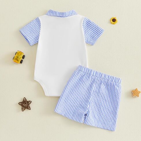 Big Bro Little Bro Matching Outfits Striped Letter Embroidery Short Sleeve Romper/Shirt Shorts Summer Clothes Set in Saudi Arabia