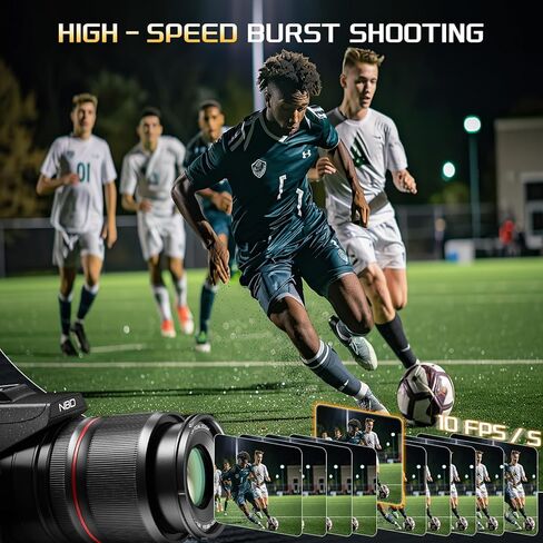 كاميرات رقمية NBD 8K للتصوير الفوتوغرافي، وكاميرات تسجيل فيديو بدقة 64 ميجابكسل، ونقطة سفر زووم بصري 16X وكاميرات رقمية Fotograficas مع شاشة قلاب 180 درجة، وحذاء ساخن، وبطاريتين، وبطاقة 32 جيجابايت (أسود) in Kuwait