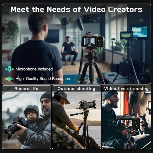 كاميرات رقمية NBD 8K للتصوير الفوتوغرافي، وكاميرات تسجيل فيديو بدقة 64 ميجابكسل، ونقطة سفر زووم بصري 16X وكاميرات رقمية Fotograficas مع شاشة قلاب 180 درجة، وحذاء ساخن، وبطاريتين، وبطاقة 32 جيجابايت (أسود) in Kuwait