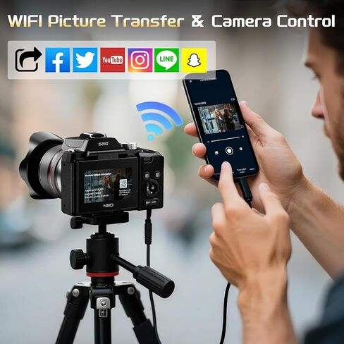كاميرات رقمية NBD 8K للتصوير الفوتوغرافي، وكاميرات تسجيل فيديو بدقة 64 ميجابكسل، ونقطة سفر زووم بصري 16X وكاميرات رقمية Fotograficas مع شاشة قلاب 180 درجة، وحذاء ساخن، وبطاريتين، وبطاقة 32 جيجابايت (أسود) in Kuwait
