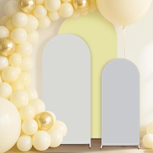VitalCozy Set of 3 Wedding Arch Cover 6ft, 6.5ft, 7.2ft Fabric Arch Backdrop Cover Double Sided Fitted Spandex for Baby Shower Birthday Party Decoration, Frame Not Included(Green Series) in Saudi Arabia
