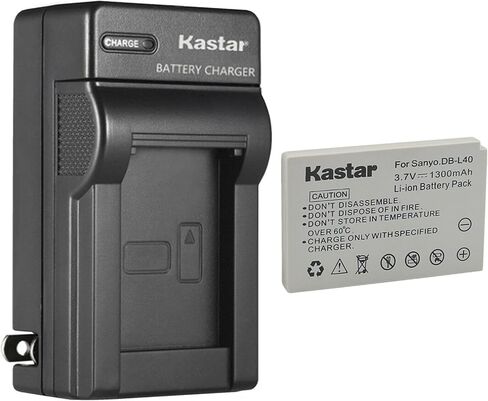 استبدال شاحن بطارية حائط تيار متردد من Kastar لبطارية Sanyo DB-L40 DB-L40AU، Xacti DMX-HD800 Xacti VPC-HD1 Xacti VPC-HD1A Xacti VPC-HD2 Xacti VPC-HD2A Xacti VPC-HD700 Xacti VPC-HD800 in Kuwait