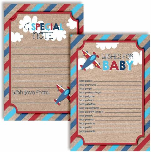 بطاقات أمنيات الأطفال من Amanda Creation Up & Away مقاس 20، 4 × 6 بوصة - تذكار رائع ونشاط ممتع لاستحمام الأطفال - أمنيات لتذكارات الأطفال للأجيال الأخيرة - بطاقات تعبئة مزدوجة الجوانب in Kuwait