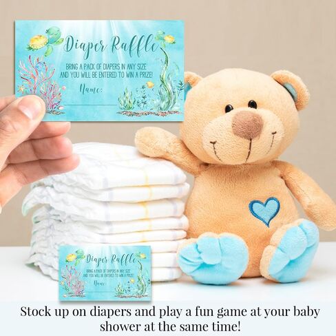 Baby Shower Invites Gender Neutral – Sea Turtle Baby Shower Invitation Bundle with Diaper Raffle Tickets, Book Request Cards & Envelopes. Set of 20 5X7 Complete Pack Under the Sea Kit Sets in Saudi Arabia