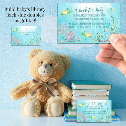 Baby Shower Invites Gender Neutral – Sea Turtle Baby Shower Invitation Bundle with Diaper Raffle Tickets, Book Request Cards & Envelopes. Set of 20 5X7 Complete Pack Under the Sea Kit Sets in Saudi Arabia