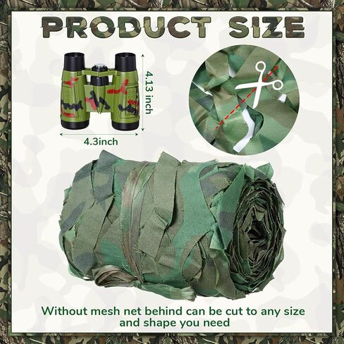 Tanlade 14 Pcs Kids Binoculars and Camo Netting Set Camouflage with Camouflage Backdrop Tablecloth Jungle Safari Binoculars Outdoor for Boys Girls Explorers Hunting Party Favors in Kuwait
