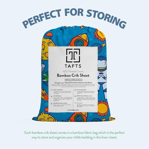 TAFTS 100% فسكوز مشتق من ملاءات سرير الأطفال المصنوعة من الخيزران، للفتيات والأولاد والجنسين، جيب عميق 8 بوصة، مرتبة سرير قياسية للأطفال الصغار، تبريد، ناعم، 360 درجة مرنة، جودة مدى الحياة (28 × 52 كائن فضائي) in Kuwait