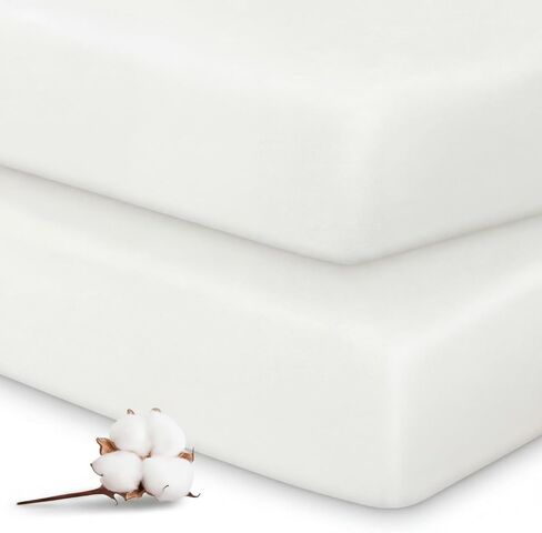 SmoothNovelty 2 حزمة من القطن العضوي 100٪ ملاءة سرير مناسبة للسفر بيبي بوي فتاة سرير خفيف 24 × 42 ملاءة أطفال من القطن الأبيض النقي مناسبة للمراتب القياسية وأسرة السفر هدية خفيفة، ناعمة قابلة للتنفس in Kuwait