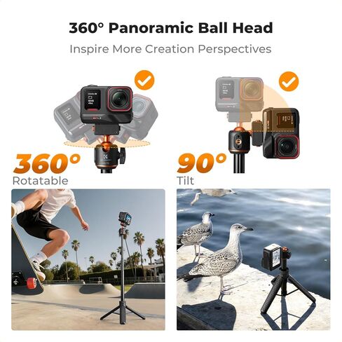 حامل ثلاثي مغناطيسي سريع الإصدار من K&F CONCEPT متوافق مع Insta360 X5/Ace Pro 2، حامل ثلاثي القوائم بفتحة 26 بوصة برأس كروي 360 درجة، عصا سيلفي بمقبض محمول، حامل تسجيل فيديو/ملحقات in Kuwait