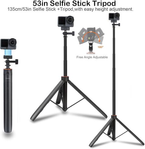 53" Osmo Action 6 Camera Selfie Stick Tripod, Magnetic Quick Release Adapter 53'' Selfie Stick Extended Pole Handle Grip for DJI Osmo Action 6/Nano,Table Desk Tripod for DJI Osmo Nano Accessories in Kuwait