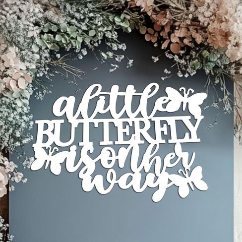 Wooden A Little Butterfly is On The Way Sign for Backdrop,Baby Shower Party Wall Sign for Butterfly Theme Girls Gender Reveal Party Decoration(15.35 × 10.63 in) in Kuwait