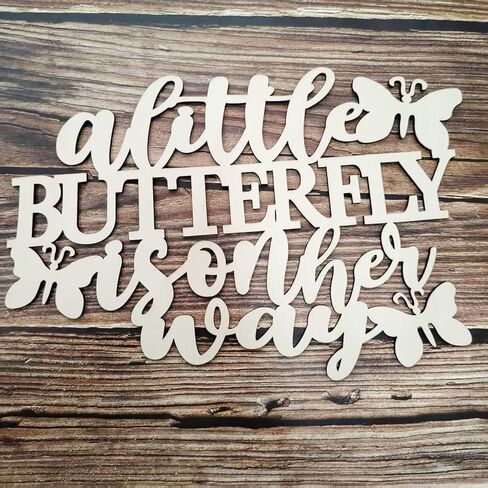 Wooden A Little Butterfly is On The Way Sign for Backdrop,Baby Shower Party Wall Sign for Butterfly Theme Girls Gender Reveal Party Decoration(15.35 × 10.63 in) in Kuwait