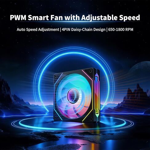 مراوح بتصميم مرآة لا نهائية مقاس 120 مم مع 24 مصباح LED للتحكم في PWM وتأثير ARGB، ومحمل HDB هيدروليكي لتشغيل منخفض الضوضاء - مناسب لمعظم أنظمة تبريد الكمبيوتر، أسود in Saudi Arabia