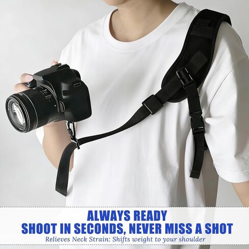 ZUFECY Quick-Draw Camera Sling Strap, Padded Shoulder Strap for Cameras with Quick Release, Secure & Adjustable Crossbody Strap for Travel, Sports and Photography in Kuwait