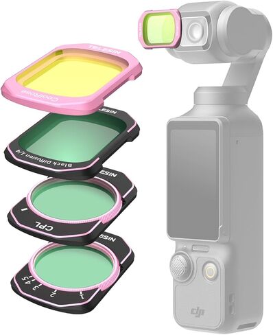 TELESIN Cool Rose Filter Kit for DJI Osmo Pocket 4/3 Xtra Muse – Cool Tone Soft Skin, Magnetic VND ND2–32, CPL Polarizer, Black Diffusion 1/4 Lens Filters, Camera Accessories for Vlog Content Creator in Kuwait