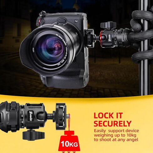 Zeadio Ball Head Mount with 1/4" & 3/8" Thread - 360° Panoramic Heavy Duty Metal Camera Mount Tripod Head for DSLR, Gimbal, Action Cam (Small,Height 64cm) in Kuwait