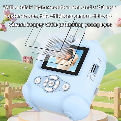 Dpofirs Kids Camera Instant Print, 48MP 1080P Kids Instant Cameras that Print Photos, Digital Camera with 1080P Videos, Mp3 (Blue) in Kuwait
