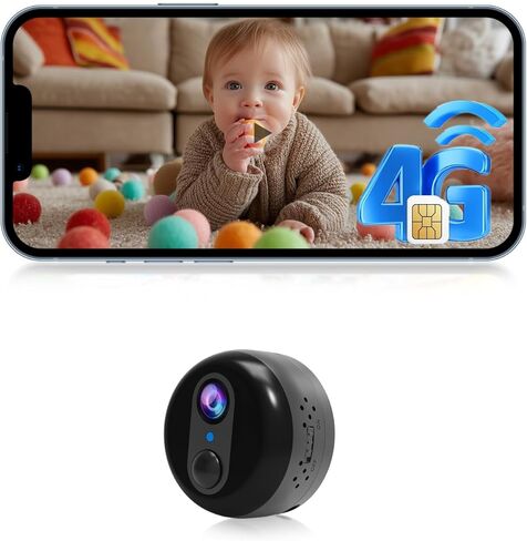 4G LTE Cellular Integrated Magnetic Foldable Stand Mini Camera, WiFi-Free Security Camera (SIM Card Included), 4K HD Spy Camera, PIR Infrared Motion Detection Recording, Intelligent Night Vision in Kuwait