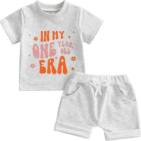 Toddler Baby Girls Birthday Outfits In My One Year Old Ear Funny Shirt Top Short Set 1st Birthday Girl Gifts Clothes in Saudi Arabia
