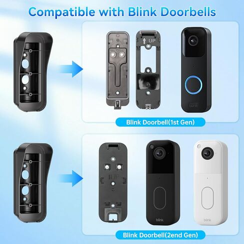 Angle Adjustable Doorbell Mount for Blink Video Doorbell Camera (1st & 2nd Gen), 40-140° Wide Viewing Angle, Mounting Bracket Accessories for Home, Apartment & Dorm - Black in Saudi Arabia