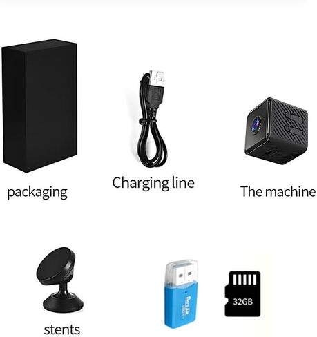 Mini Camera WiFi Security Camera Wireless Indoor Outdoor, 1080P HD Rechargeable Battery Powered Surveillance Camera with Night Vision, 32GB SD Card & Reader Included, Smart Motion Detection in Kuwait
