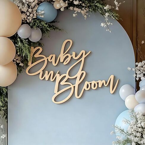 لافتة Baby in Bloom للخلفية، لافتة خشبية لحفلة استحمام الطفل للصبي/الفتاة، ديكورات استحمام الطفل تكشف عن الجنس خلفية خلفية التصوير الفوتوغرافي للحفلات in Kuwait