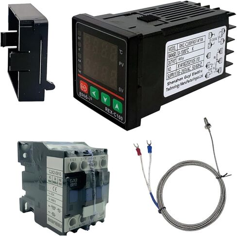 PID Temperature Controller, Digital Display REX-C100 Temperature Controllers Box with Solid State Relay SSR 40DA and K Thermocouple Probe, Universal 100-240V (PID+40DA SSR+Heat Sink+K Sensor) in Saudi Arabia
